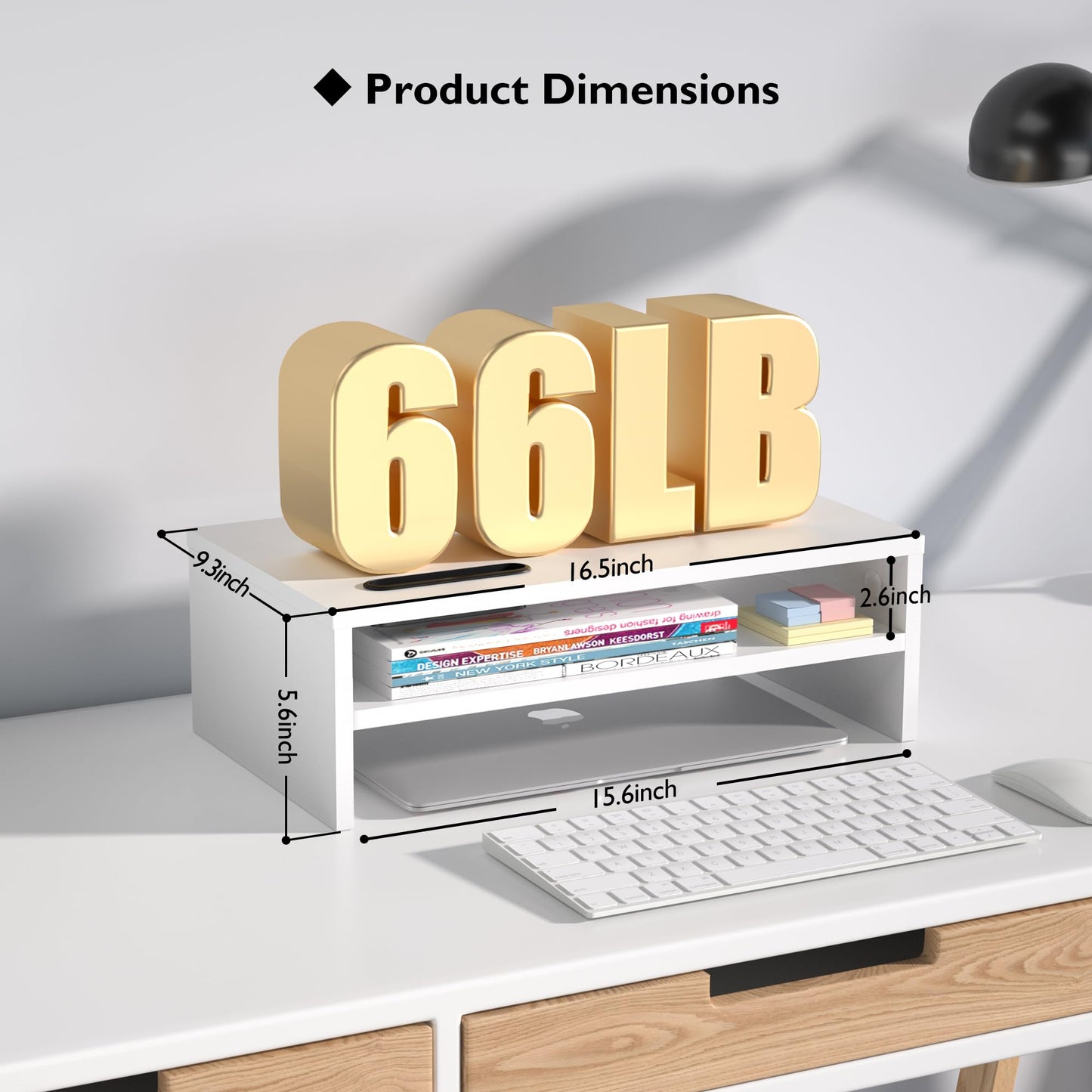 BONTEC Wooden Monitor Stand Riser for Desk, 2-Tier Computer Monitor Stand