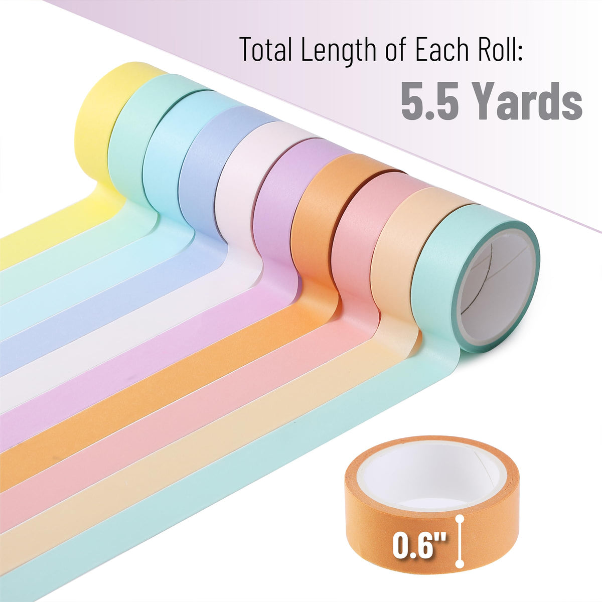 Mr. Pen- Washi Tape Set, 10 Rolls, 5.5 Yards/Roll, Washi Tape for Scrapbook