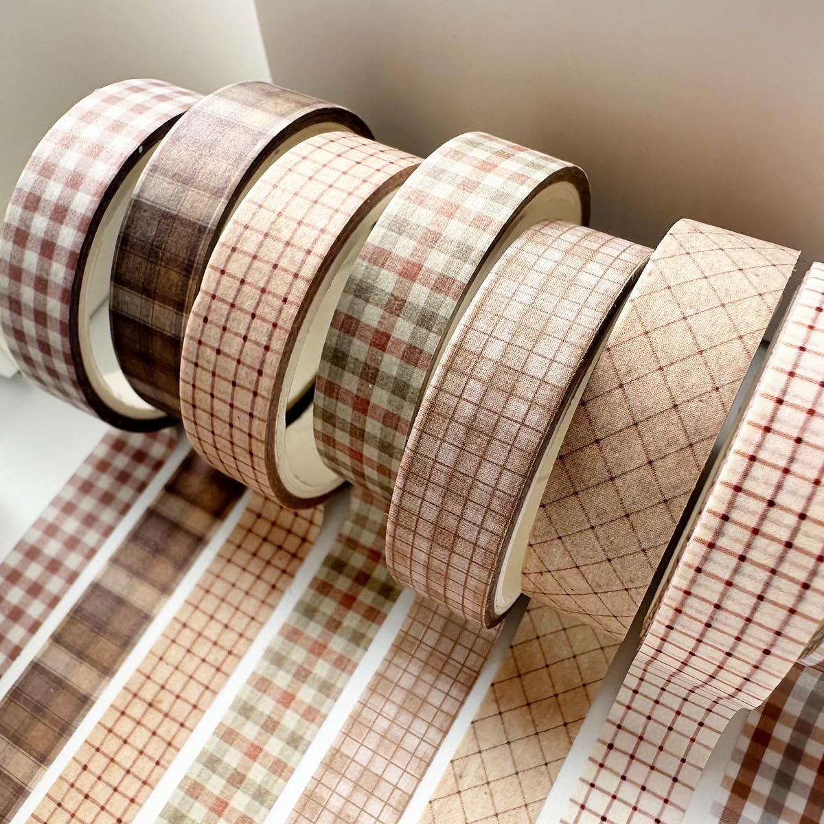 YUBX Vintage Washi Tape Set 8 Rolls Thin Retro Decorative Antique Patterns Masking Tapes for Arts