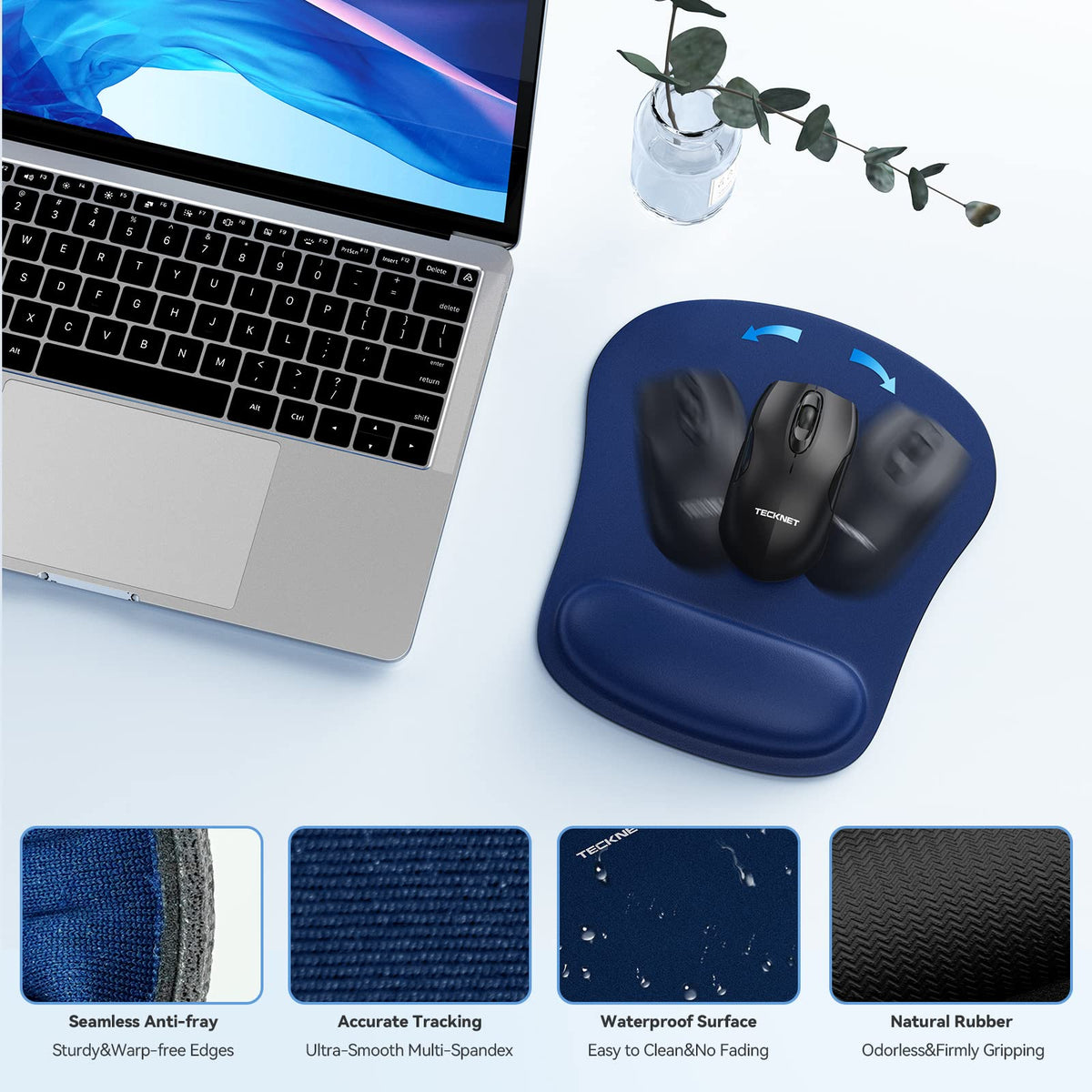 TECKNET Keyboard Wrist Rest and Mouse Pad with Wrist Support, Memory Foam Set for