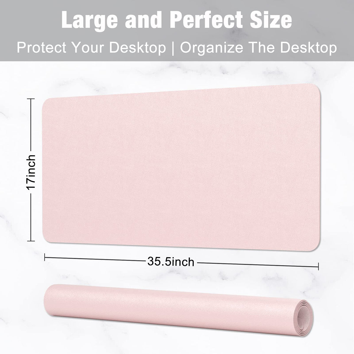 Hsurbtra Desk Pad, 35.5" x 17" PU Leather Desk Mat, XXL Extended Mouse Pad, Waterproof Desktop