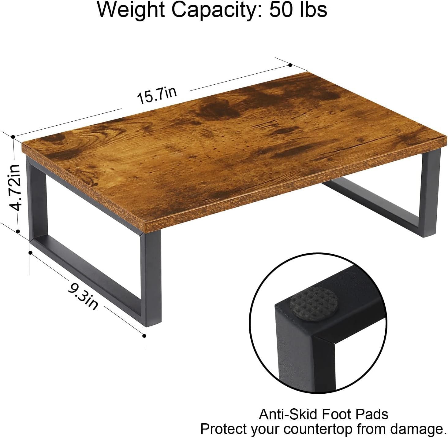 Wood Monitor Stand 2 Pack Monitor Riser for Desk, Brown