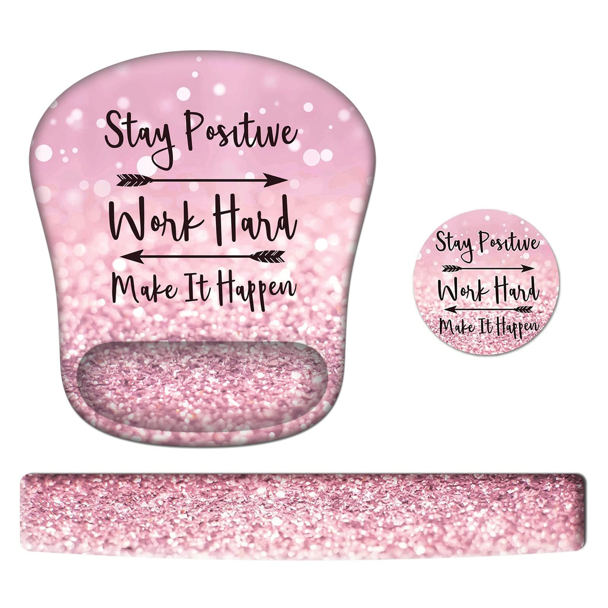 HAOCOO Pink Mouse Pad Support, Keyboard Wrist Rest, Gel Wrist Rest for Computer and Mouse Pad Set
