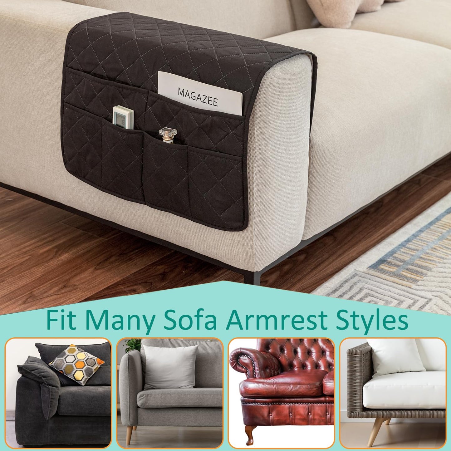 Remote Control Holder for Recliner Armchair Caddy Couch Armrest Organizer, Non-Slip Arm Chair