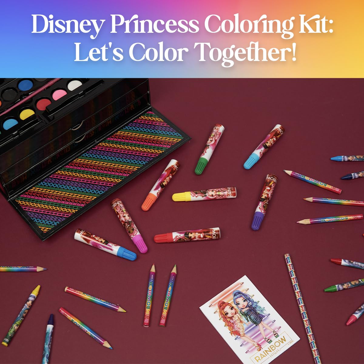 Rainbow High Colored Pencils Art Supplies Kids Drawing Kit Coloring Book Crayons Markers Drawing