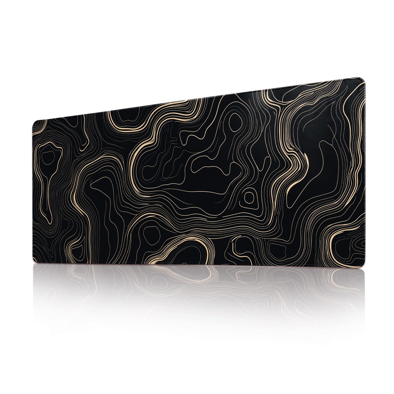 Desk Mat Mouse Pad Gaming Desk Pad XL Large Mouse Mat Office Decor Accessories (Black Gold Terrain)