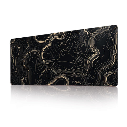 Desk Mat Mouse Pad Gaming Desk Pad XL Large Mouse Mat Office Decor Accessories (Black Gold Terrain)