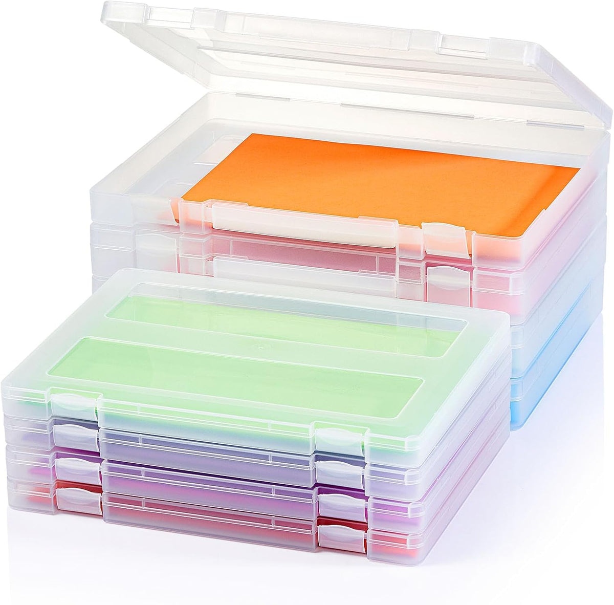 Denkee 8 Pack A4 Paper Organizer Box, Plastic Board Game Storage for Art Supplies 8.5" x 11" US