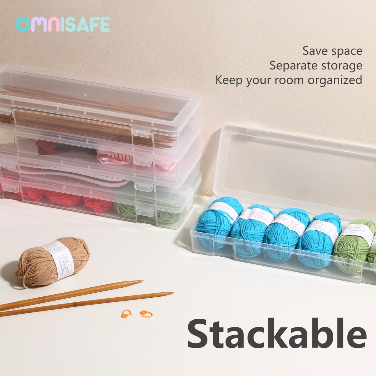 OMNISAFE 6 Pack Large Plastic Hobby Art Craft Organizer,Storage Containers