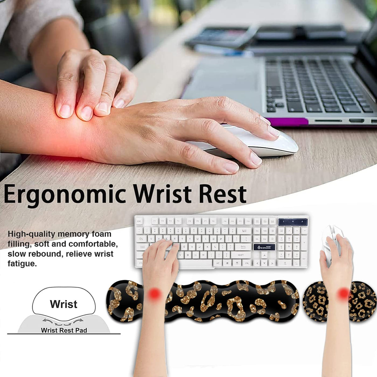 Gaming Mouse Pad and Keyboard Wrist Rest, Large Extended Mouse Pad 31.5X 11.8,Ergonomic Memory Foam