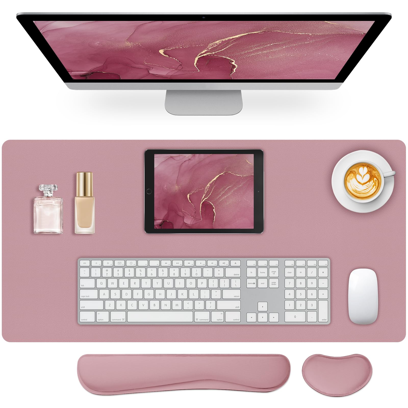Meetcolor Mouse Pad and Keyboard Wrist Rest, 3-in-1 Keyboard and Mouse Pad