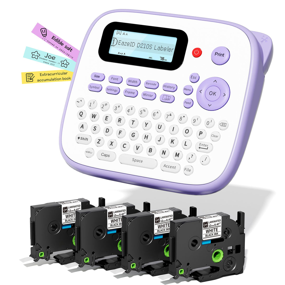 EazeID D210S Label Maker Machine with Tapes, Label Maker Waterproof-Labels