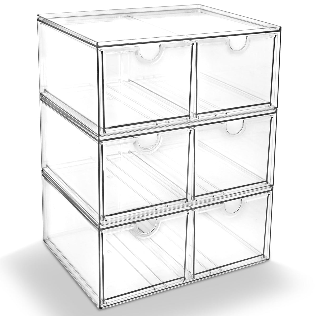 Prsildan 6 Small Drawers Stackable Storage Drawer Clear Acrylic Organizer