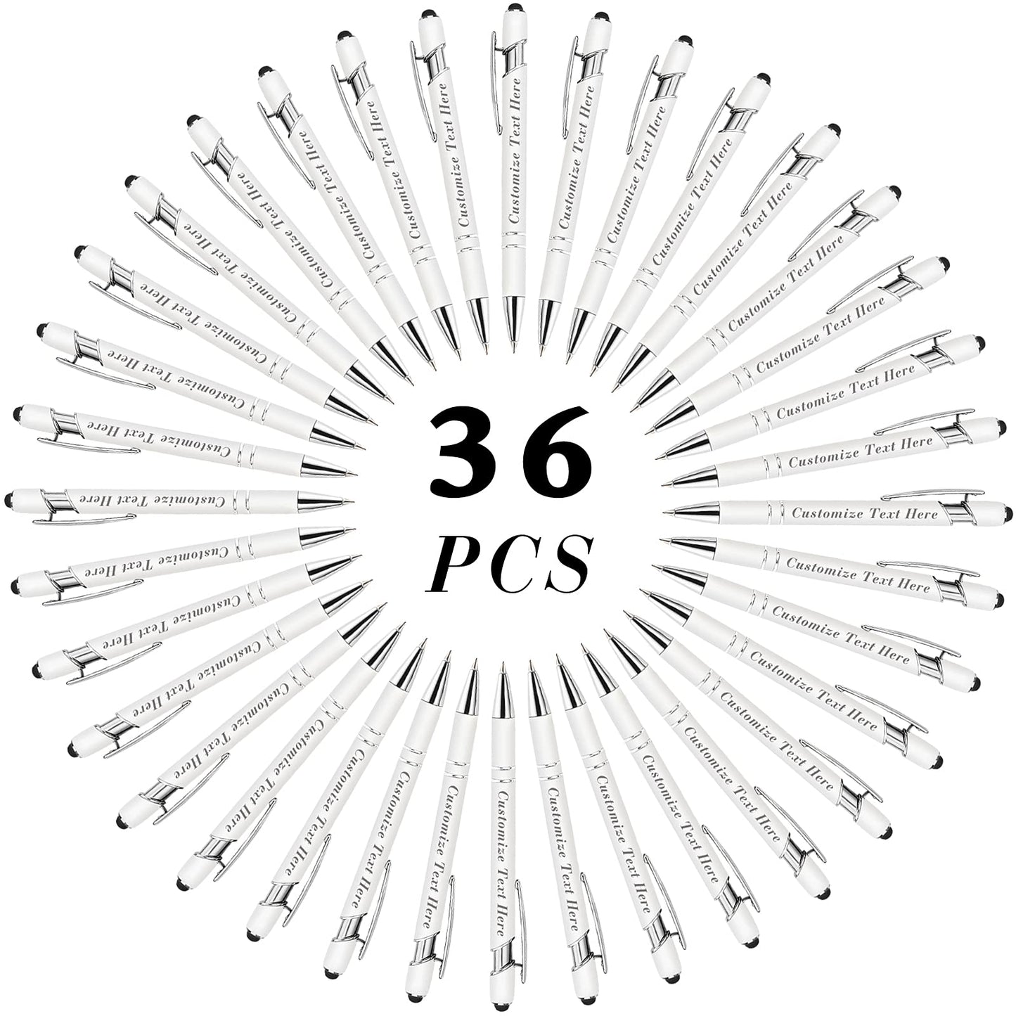 Personalized Pens Bulk with Stylus Tip 36 Pcs Custom Engraving Ballpoint Pens with Name Message