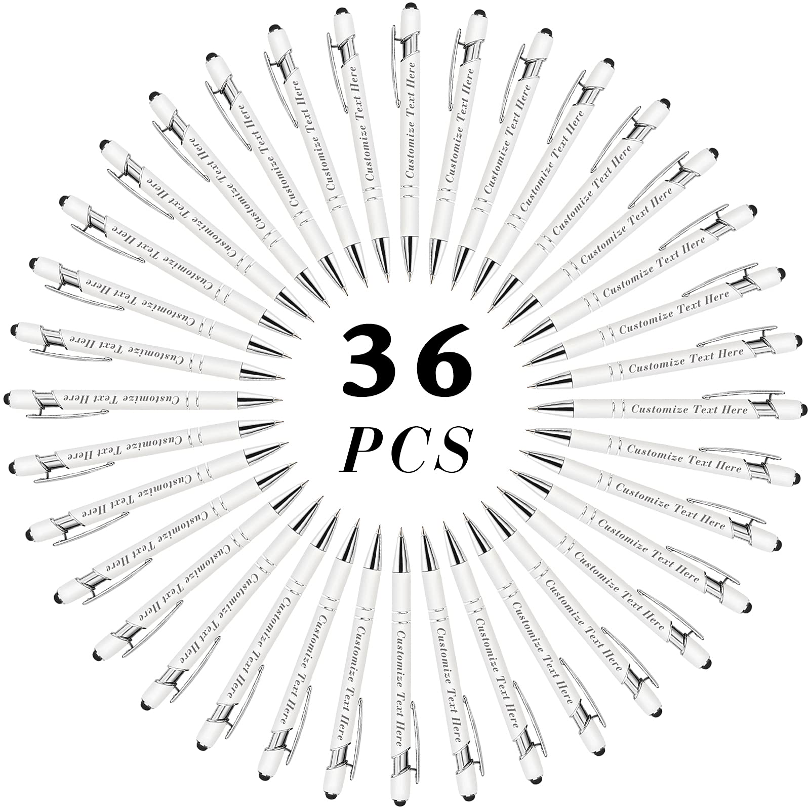Personalized Pens Bulk with Stylus Tip 36 Pcs Custom Engraving Ballpoint Pens with Name Message