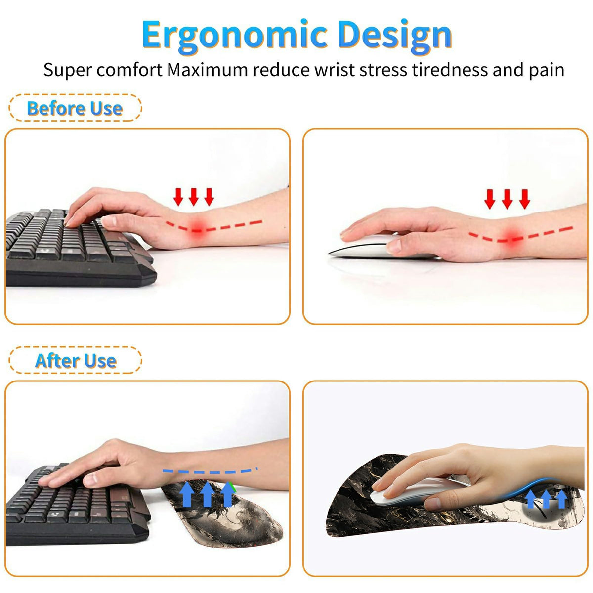 3-in-1 Ergonomic Memory Foam Keyboard Wrist Rest Pad Set, Sakura Dragon