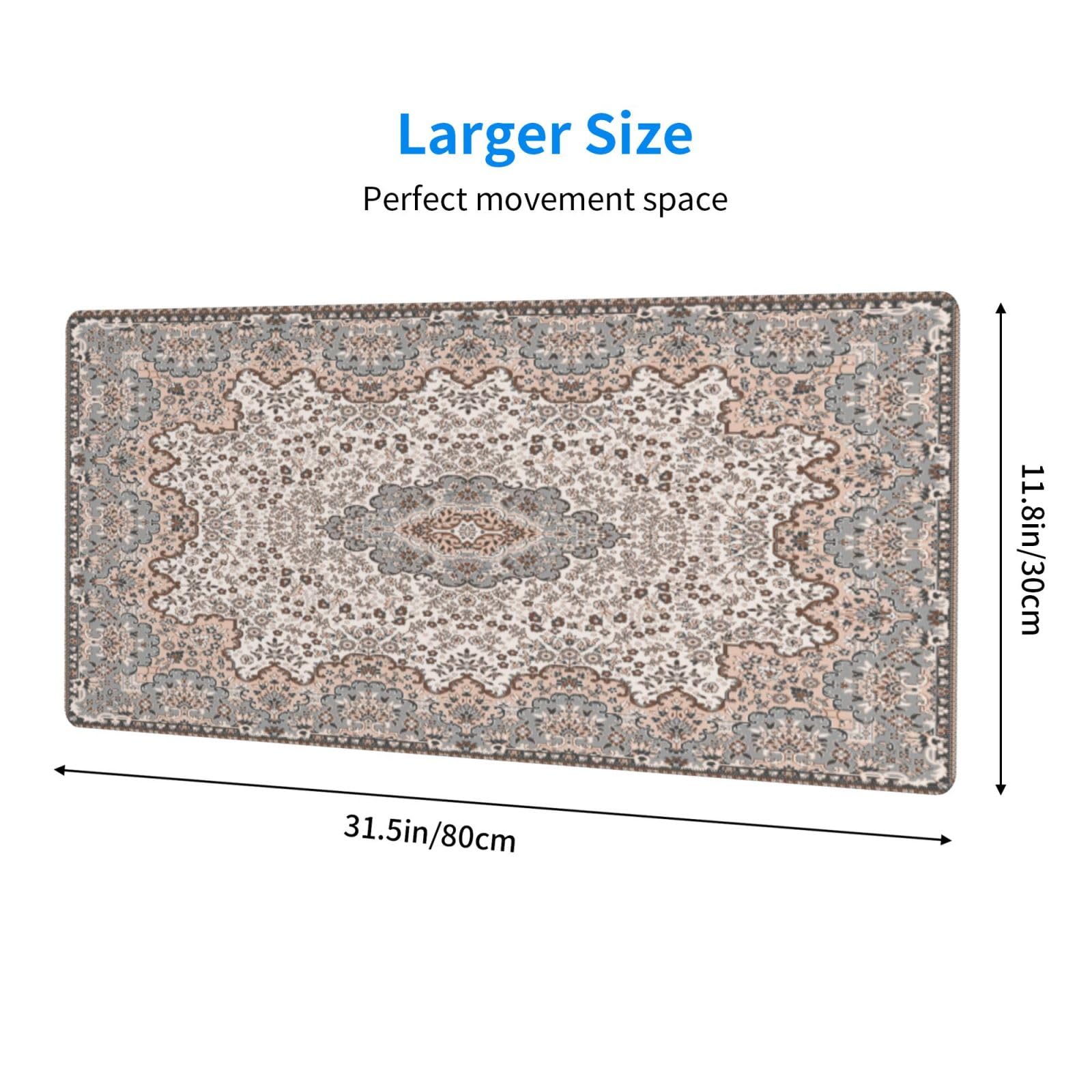 Boho Style Large Gaming Mouse Pad, Extended Big Keyboard Mouse Mat, Long Computer Gaming Mousepad
