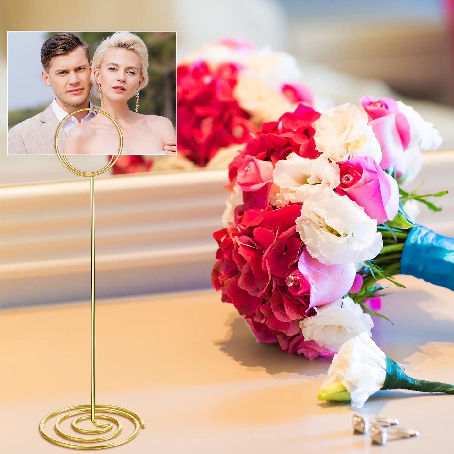 24 Pack 8.86 Inch Table Number Holder Wire Photo Holder Picture Name Menu Clips Memo Note Cards