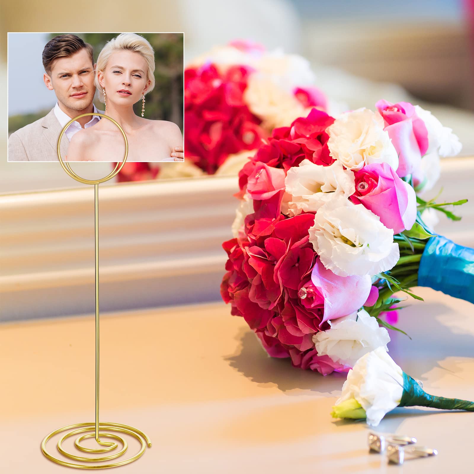 24 Pack 8.86 Inch Table Number Holder Wire Photo Holder Picture Name Menu Clips Memo Note Cards