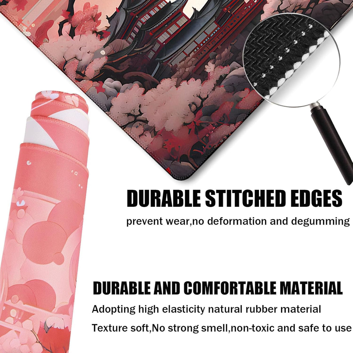 Japanese Large Gaming Mouse Pad with Stitched Edges, 35.4"x15.7" Large Extended Computer Pad, Mouse