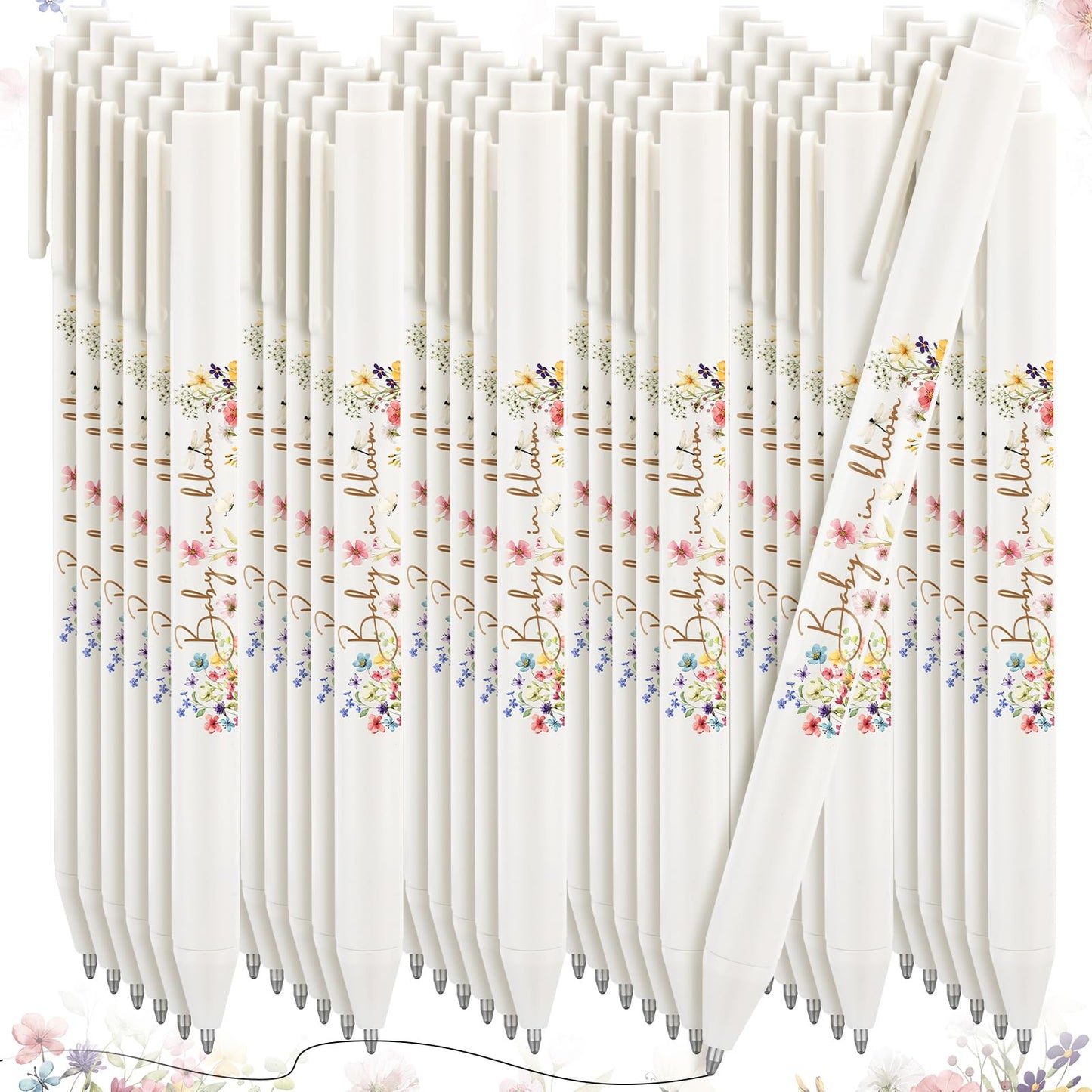 Kisston 60 Pcs Wildflower Baby Shower Pens, Gifts Party Favors Bulk