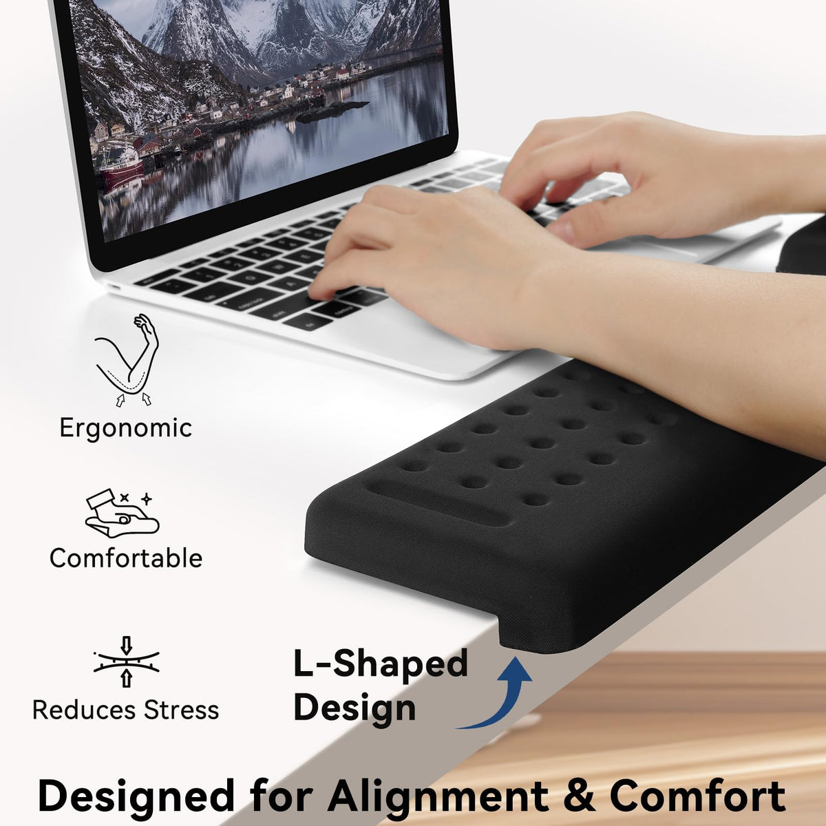 Sushret L-Shaped Desk Elbow Pad for Desk, 2-Pack Elbow Rest, Black