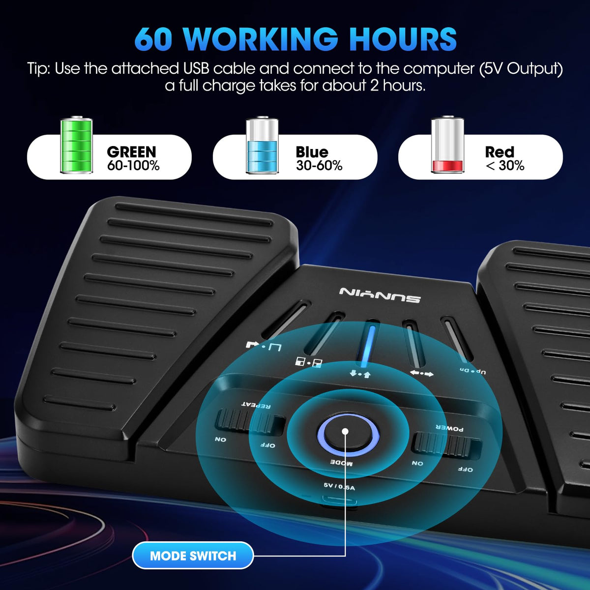 Wireless Page Turner Pedal Buletooth Foot Pedal Music Page Turner for Phones Ipad Tablets Phone
