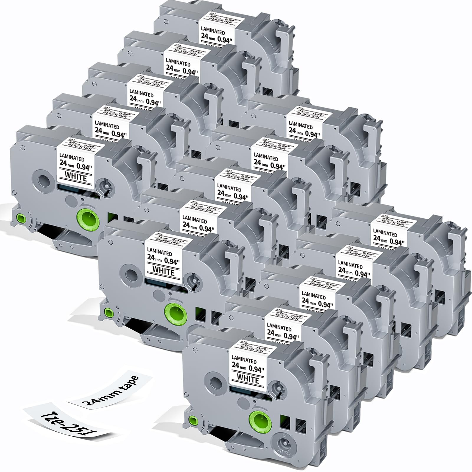 15Pack Compatible with Brother PTouch 24mm 0.94 TZe-251 Label Maker TZ Tape