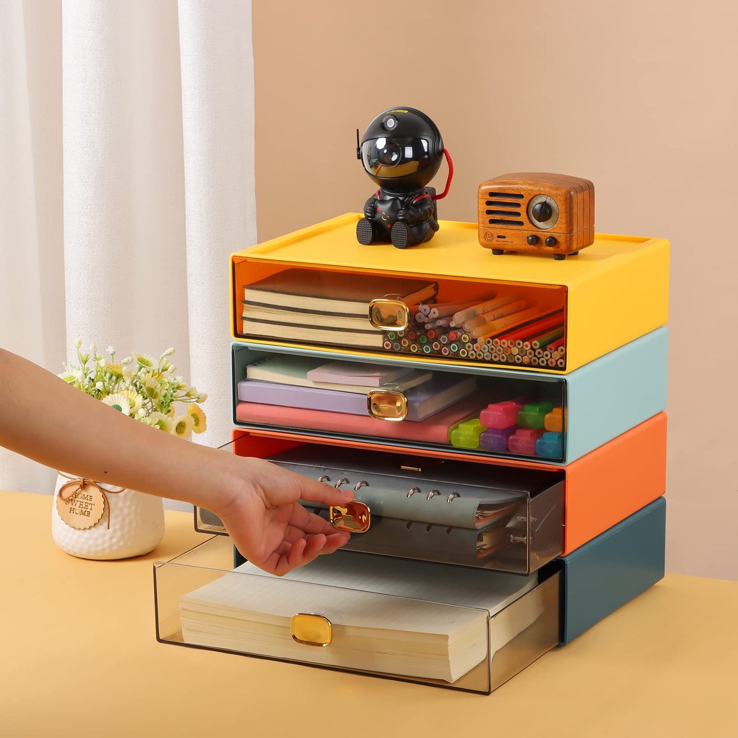OSteed Desktop Storage Drawers, Plastic Countertop Printer Paper Organizer