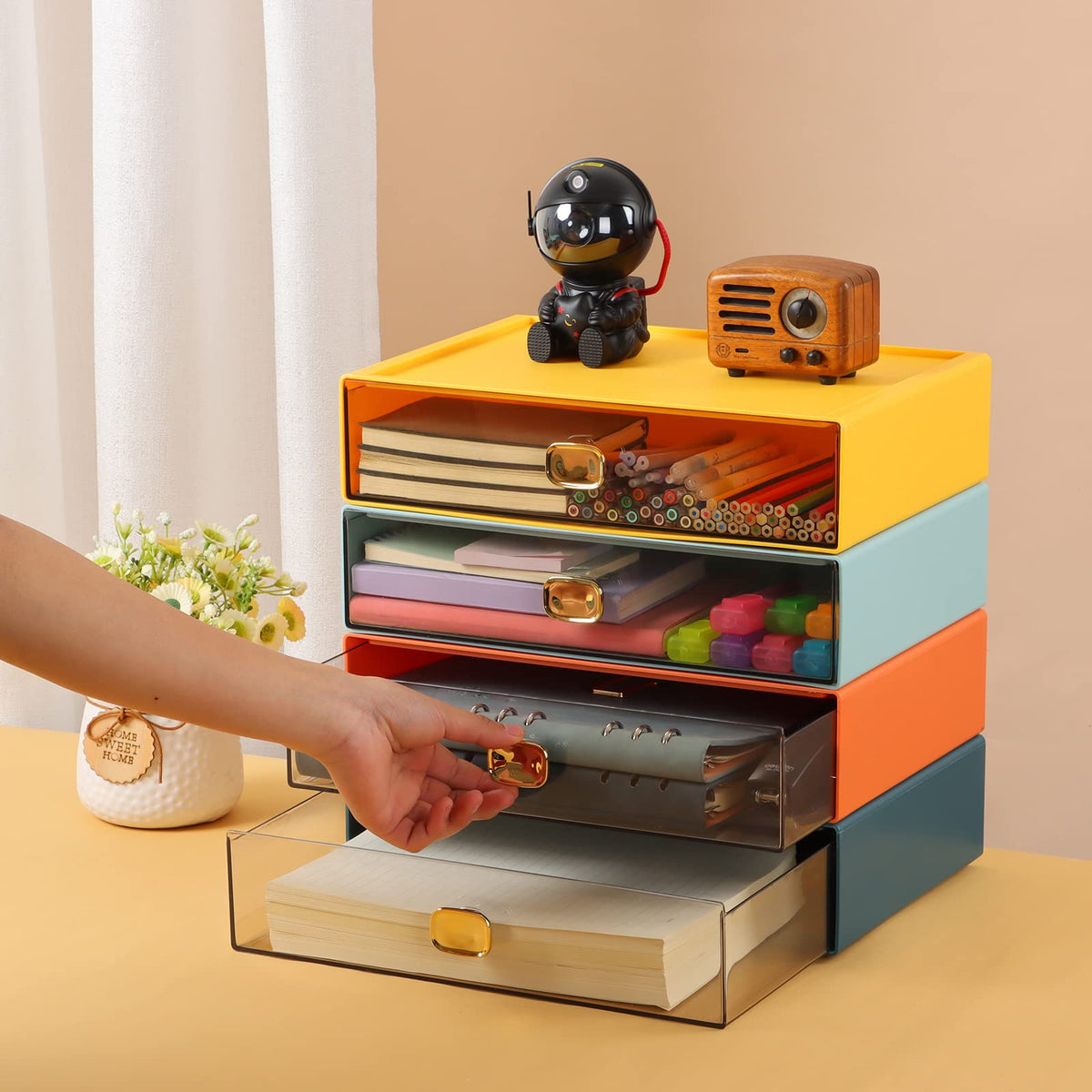 OSteed Desktop Storage Drawers, Plastic Countertop Printer Paper Organizer