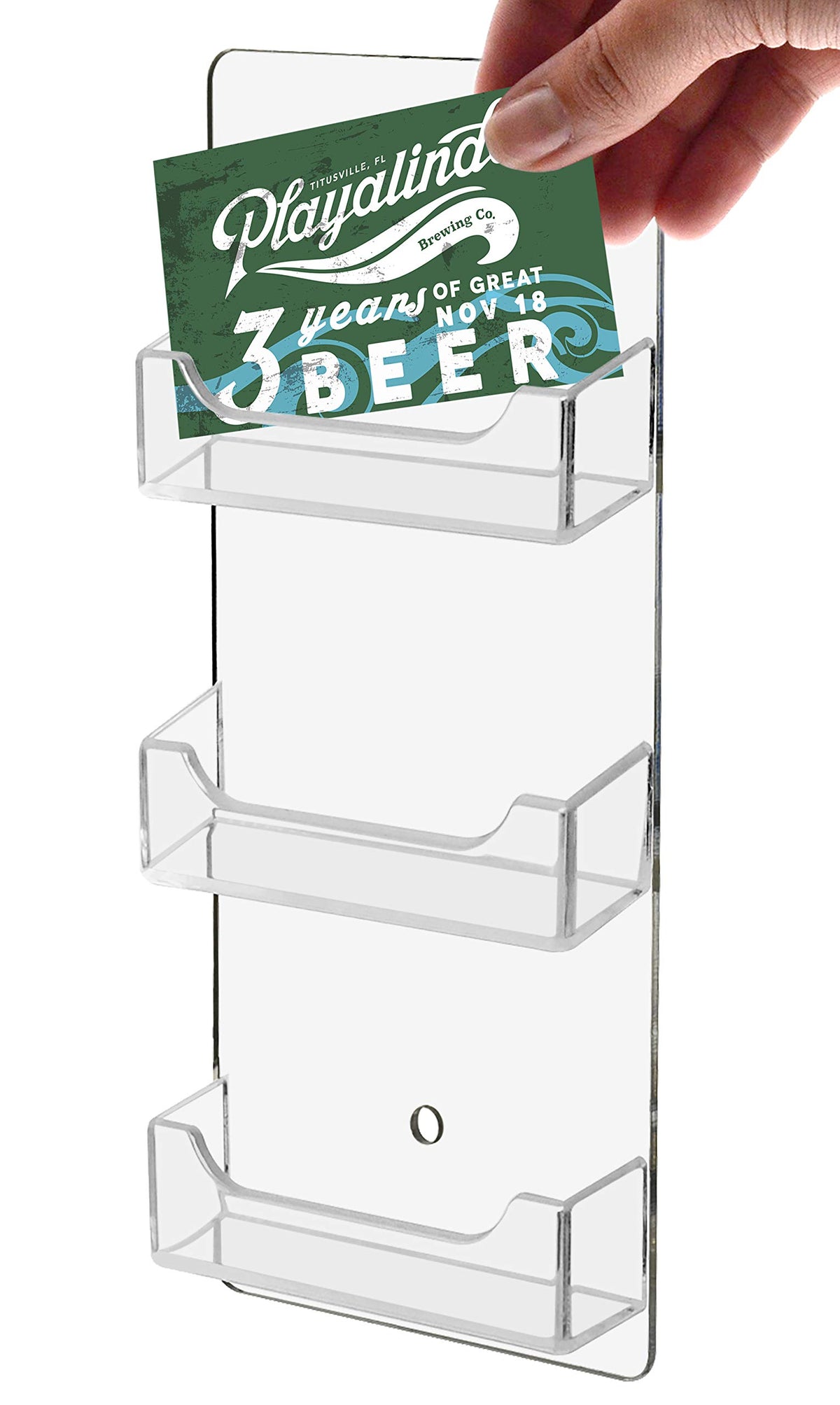 Marketing Holders 6 Pack Wall Business Card Holder with Hanging Hardware 3 Slot Rack for 3.5" x 2"