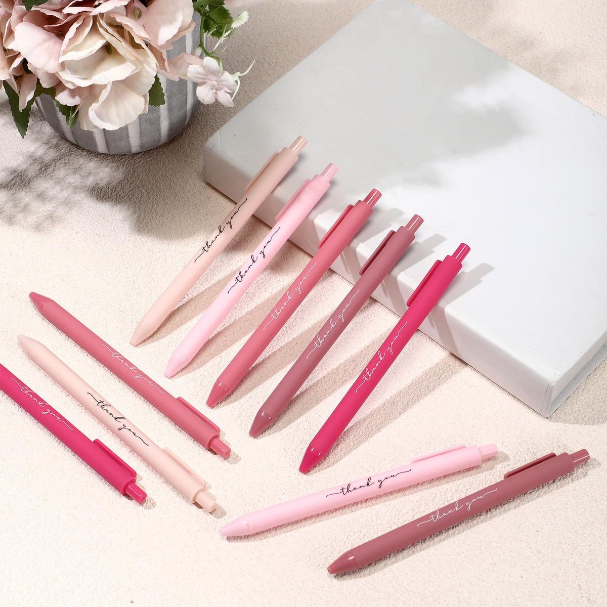 Dispowreath 50 Pcs Thank You Pen Bulk Cute Server Ballpoint, Pink