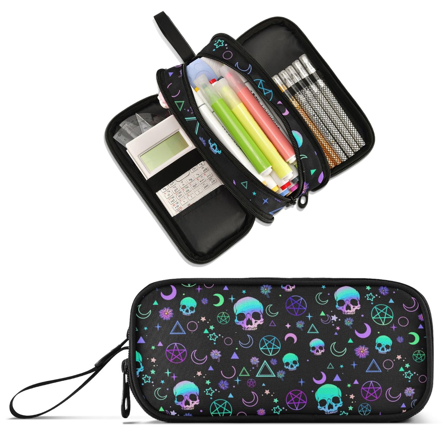 XUWU Magic Skull Large Capacity Pencil Case Pencil Pouch Pen Box