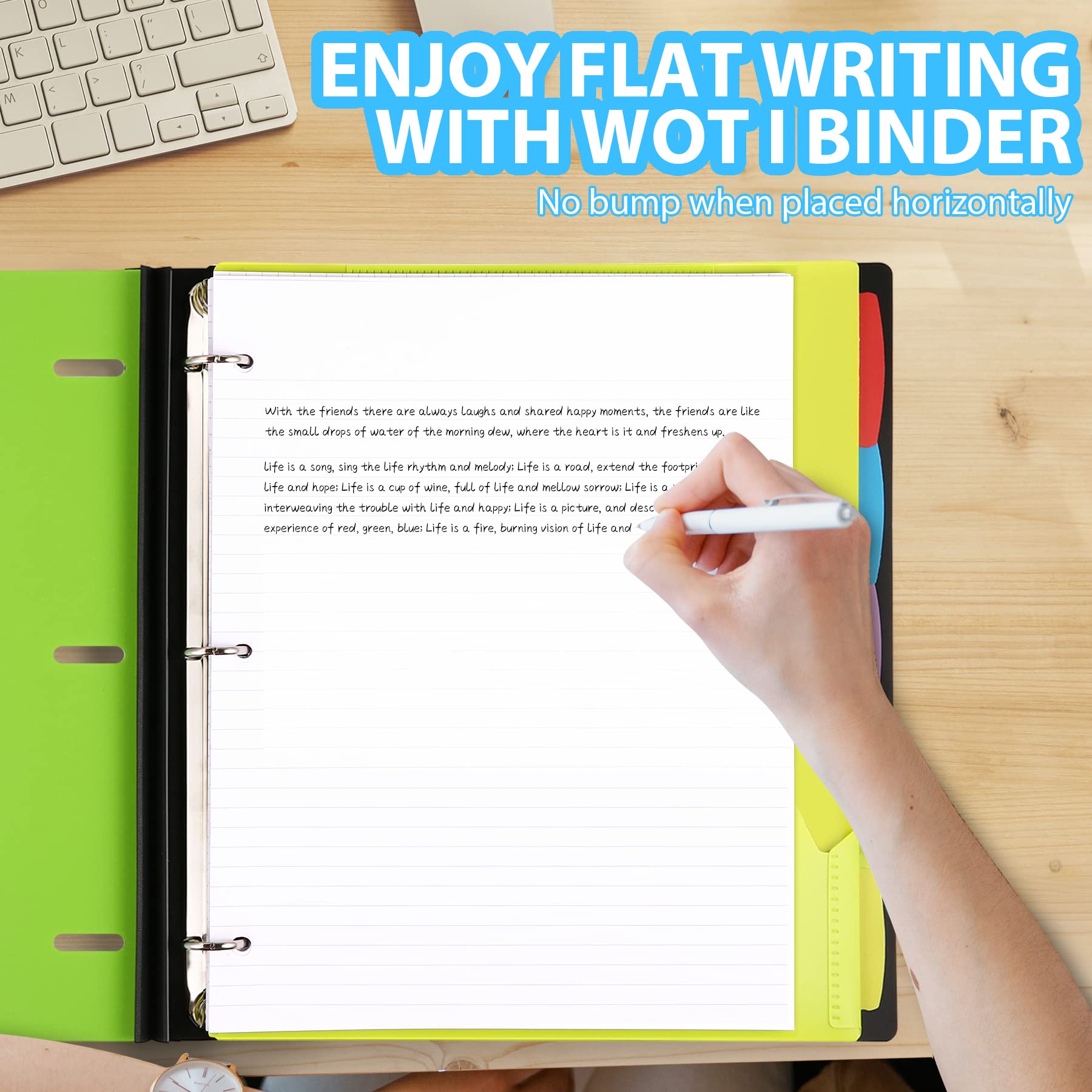 WOT I 2-Pack Telescoping 3 Ring Binder Notebooks, Green