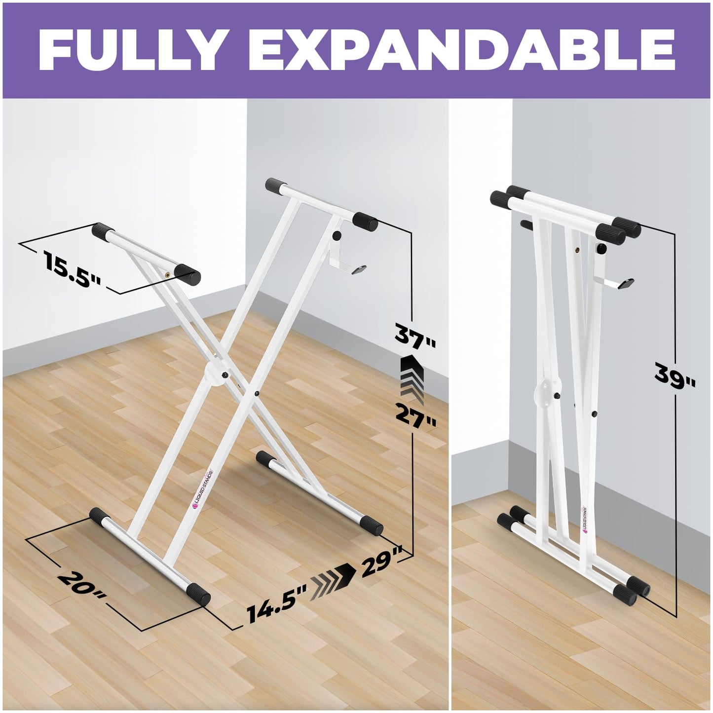 Liquid Stands White Piano Keyboard Stand X Style For Musicians
