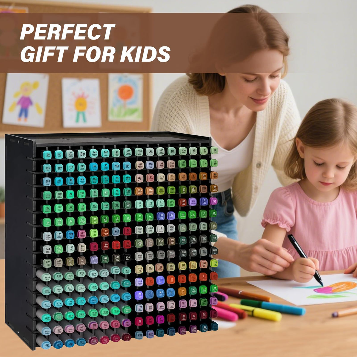 Yrangee Marker Organizer,240 Slots Marker Storage with Divider,Black