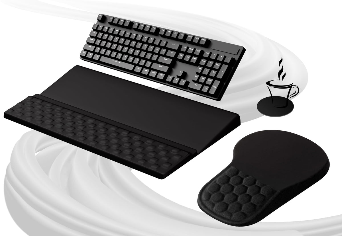 Ospelelf Ergonomic Mouse Pad and Keyboard Stand Wrist Rest Set, Memory Foam Comfort, Pain Relief