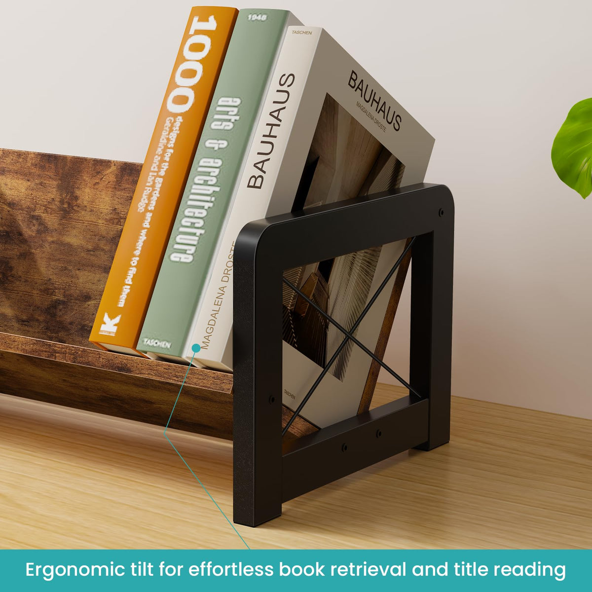 ELITEROO Desktop Bookshelf Organizer, Wood Slanted Desk Bookshelf, Small Tabletop Book Rack