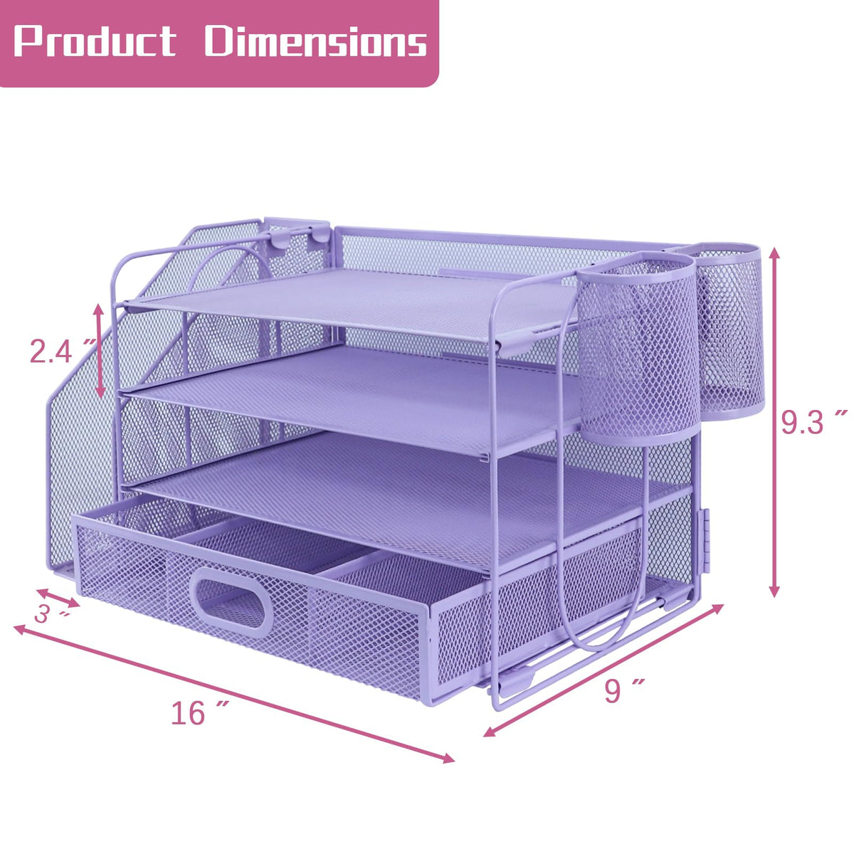 ideallife Desk Organizers and Accessories with File Holder, 4-Tier Paper Letter Tray Organiser with