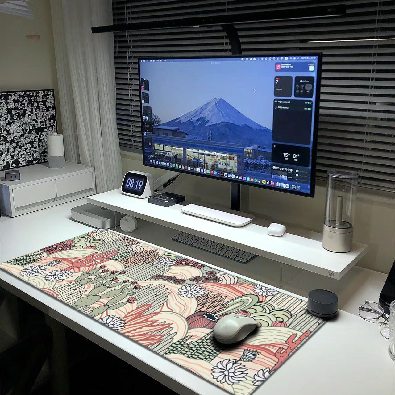 Cactus Succulent Mouse Pad Extended Large Gaming Mousepad XL Big Long Oversized Desk Mat Stitched