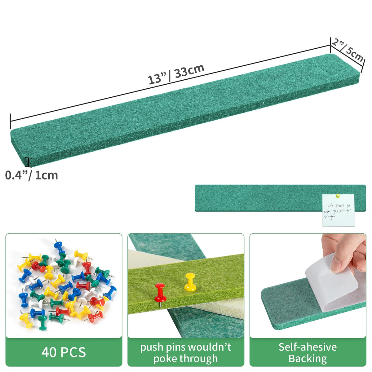 GoTiling Cork Board for Walls - 8 Pack Felt Pin Board Bar Strips - Self-Adhesive Lightweight
