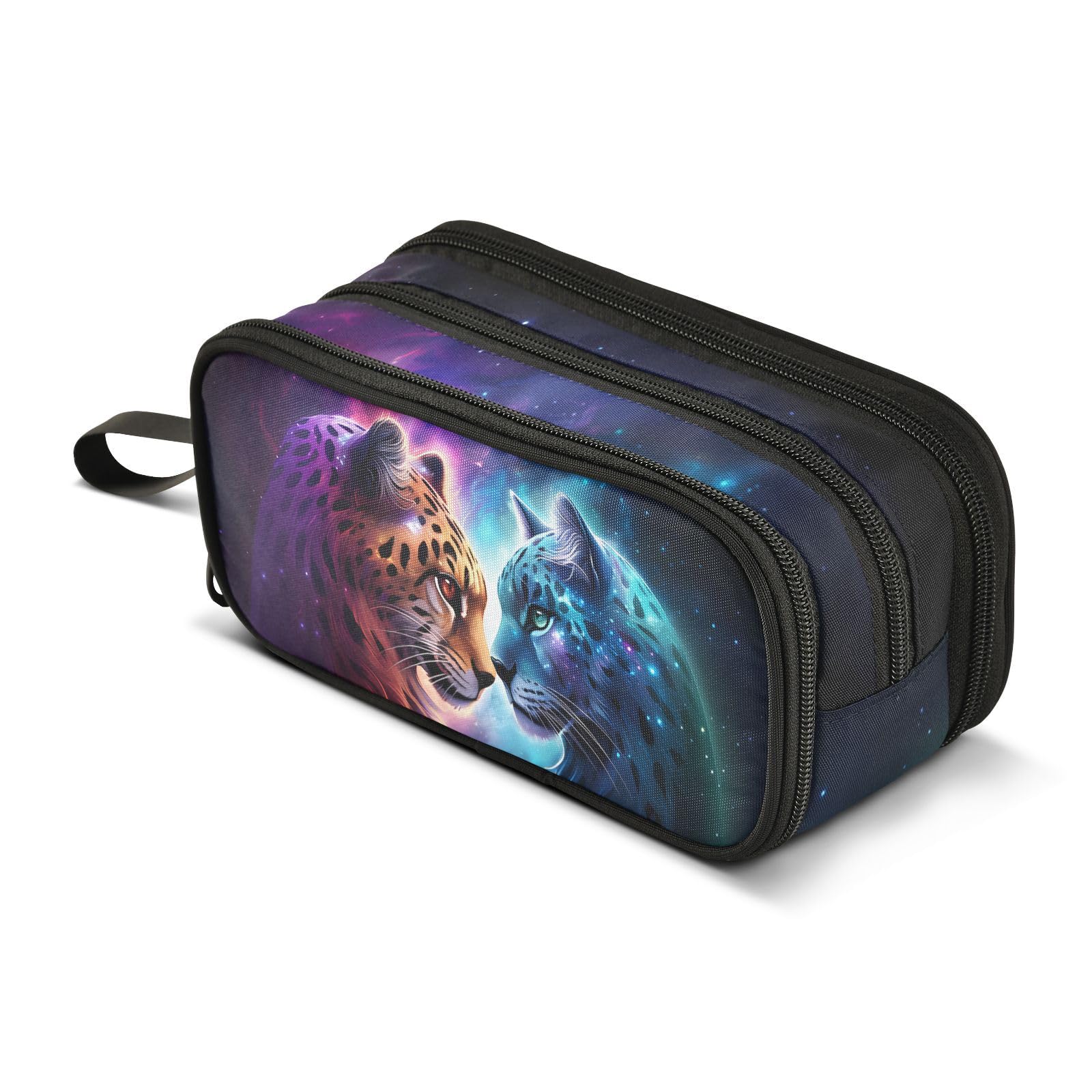 BOENLE Cheetah Tiger Galaxy Pencil Case Box Boys Girls Large Pencil Pouch Zipper Compartments Big
