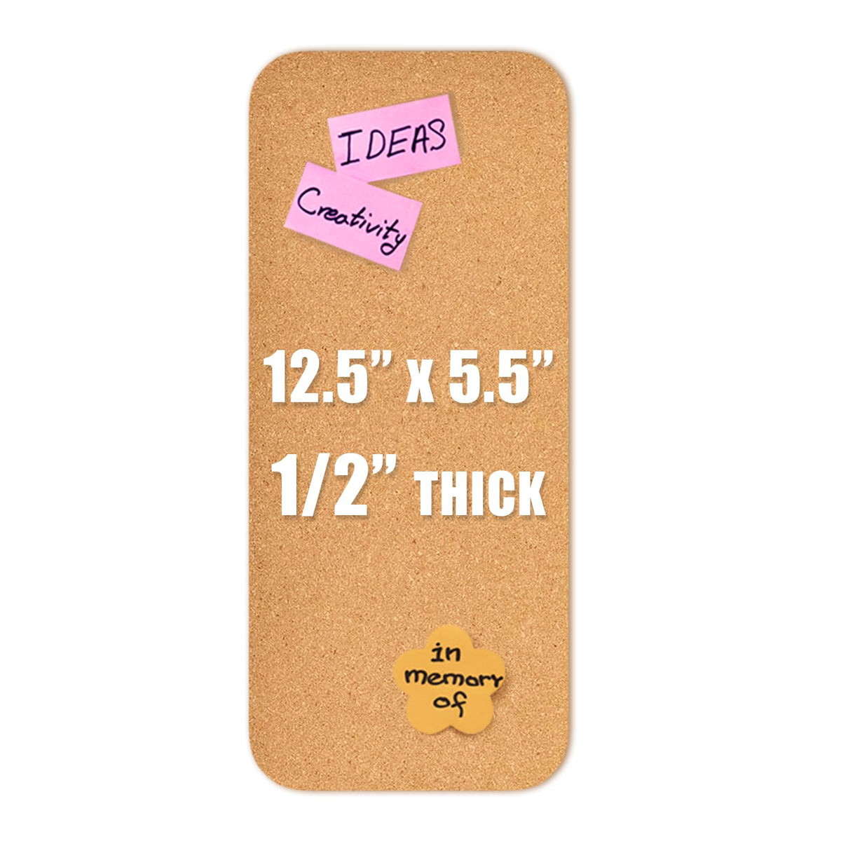 YCCYYCCY 1 PC 12.5"*5.5" Self-Adhesive Cork Board, 1/2"(12mm) Thick Cork Boards for Walls, 1 Pack