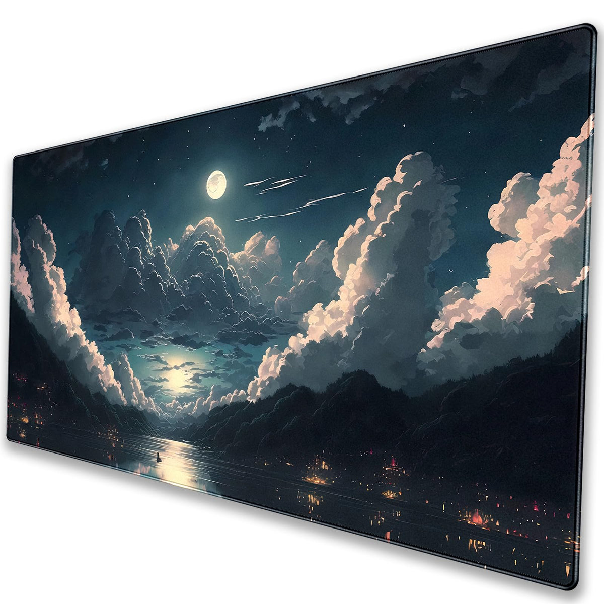 Moonlit Night Desk Mat, Starry Sky XXL Large Gaming Mouse Pad 31.5x15.7 in