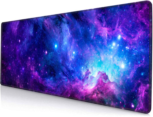 SANWUMIAN Gaming Large Mouse Pad with Stitched Edges, Purple Galaxy Desk Mat, Extended Keyboard