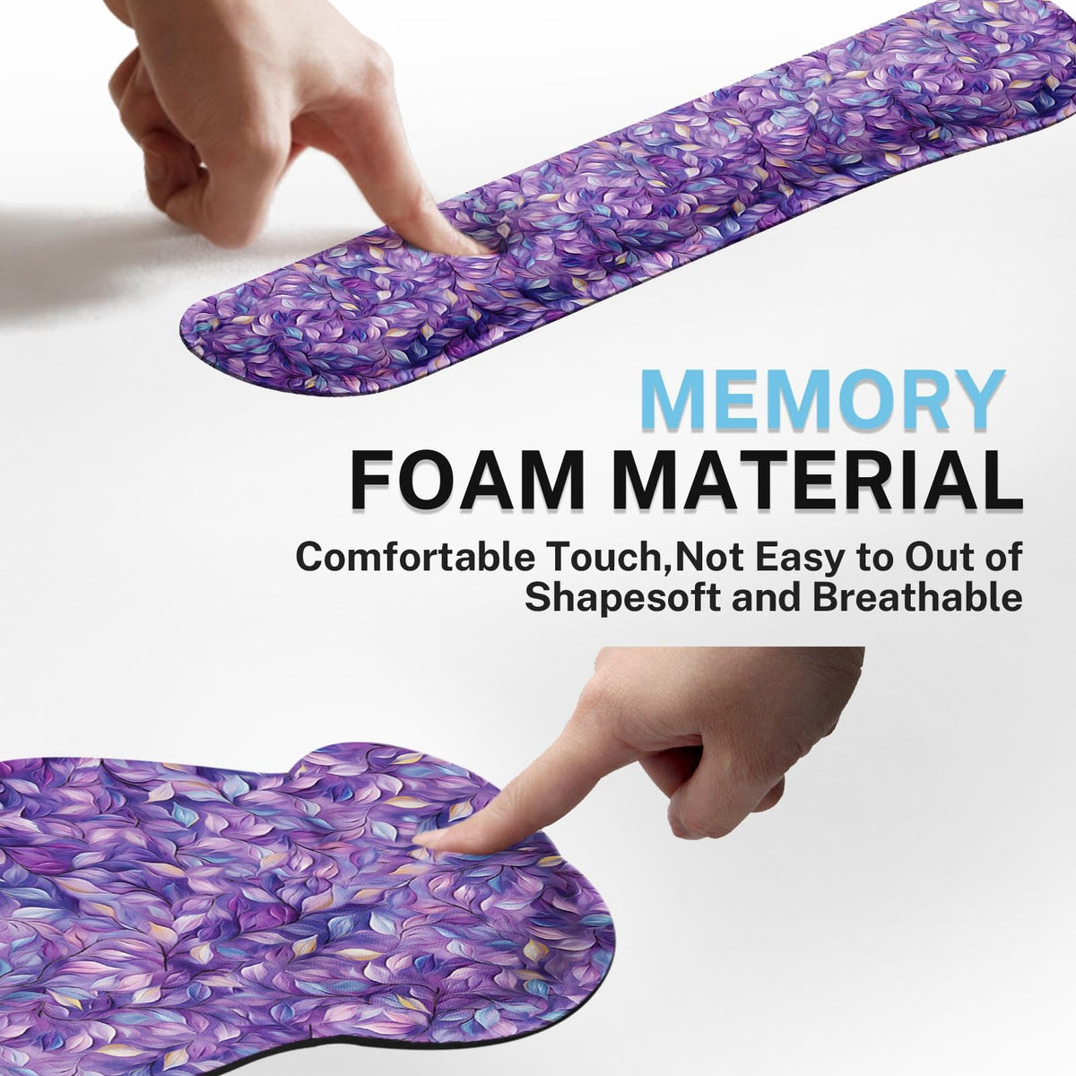 Britimes Ergonomic Mouse Pad Set with Wrist Rest, Purple Leaves