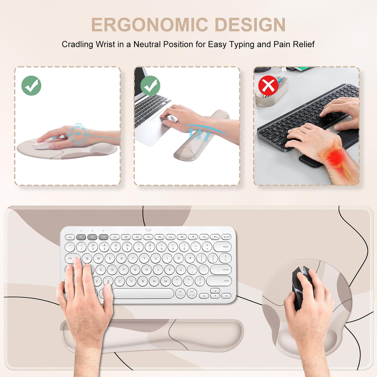 iCasso Brown Art Mouse Mat 35.4"x15.7", Computer Mat for Workspace
