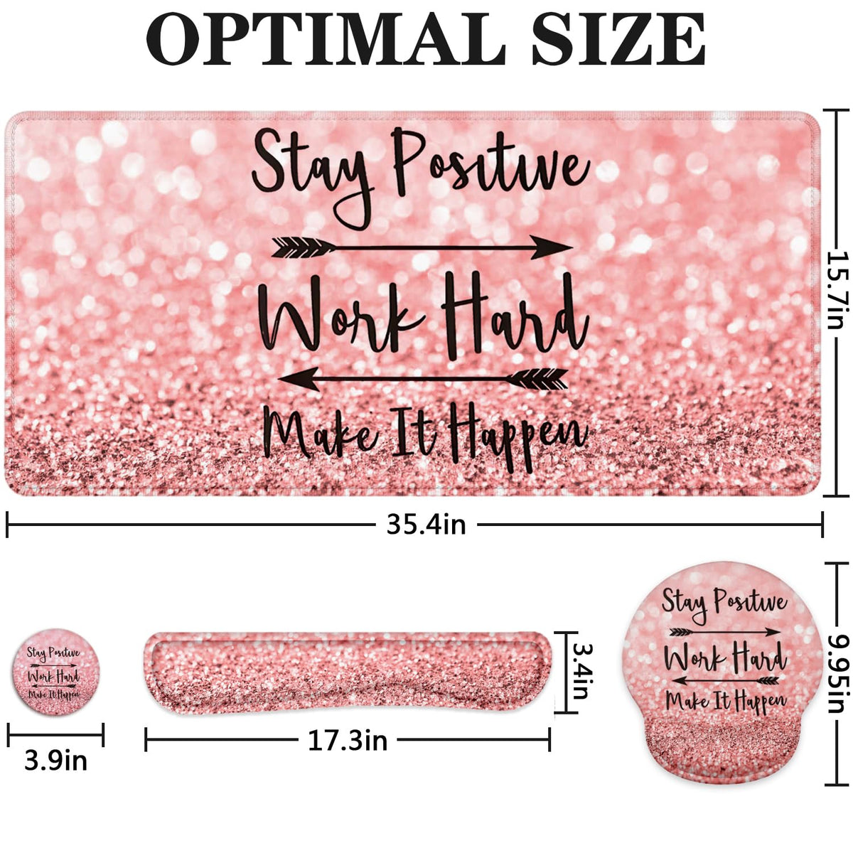 Large Desk Mat, Mouse Pad with Wrist Support, Keyboard Wrist Rest Set