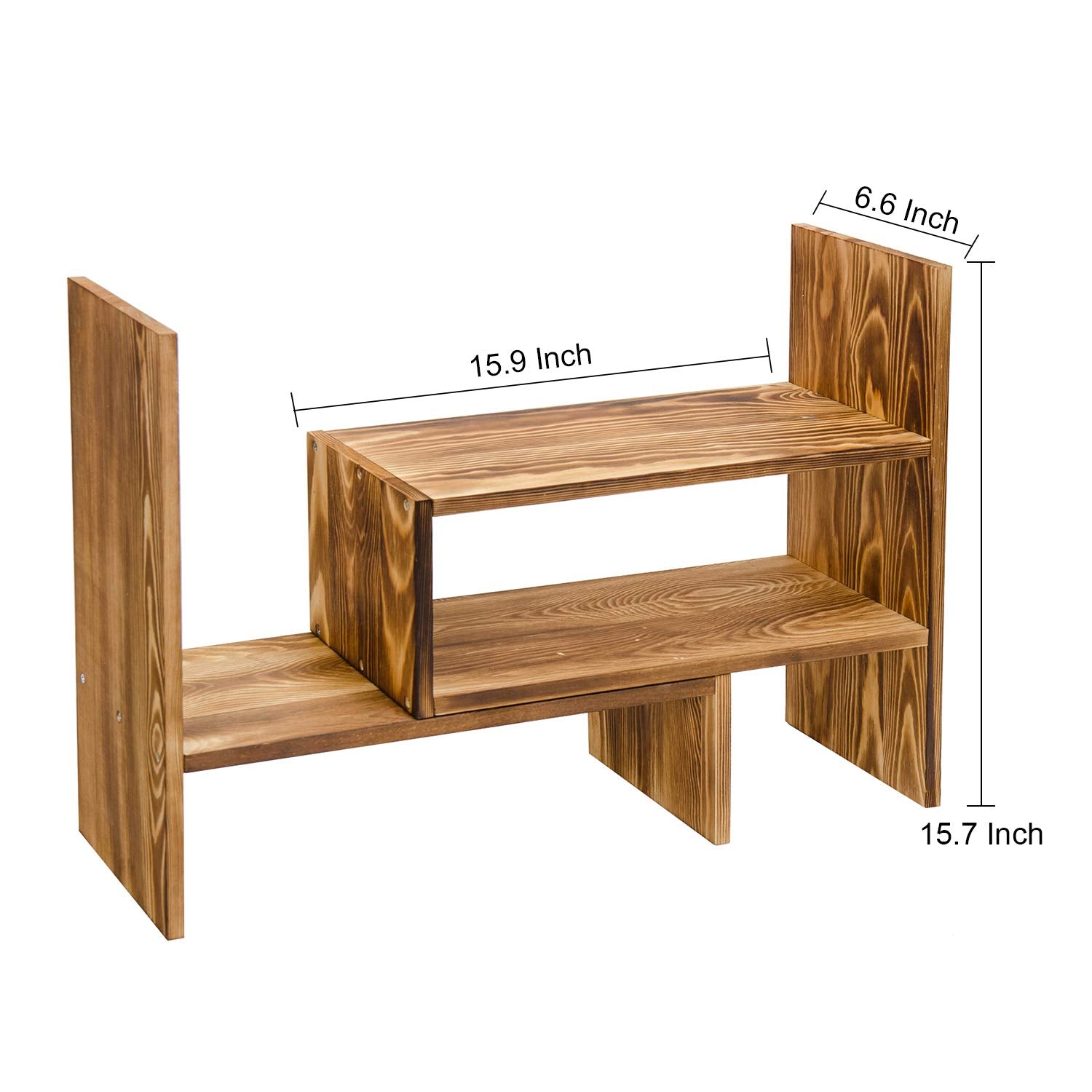 Liry Products Adjustable Extendable Natural Wood Desktop Organizer Caddy Desk Organizer Countertop