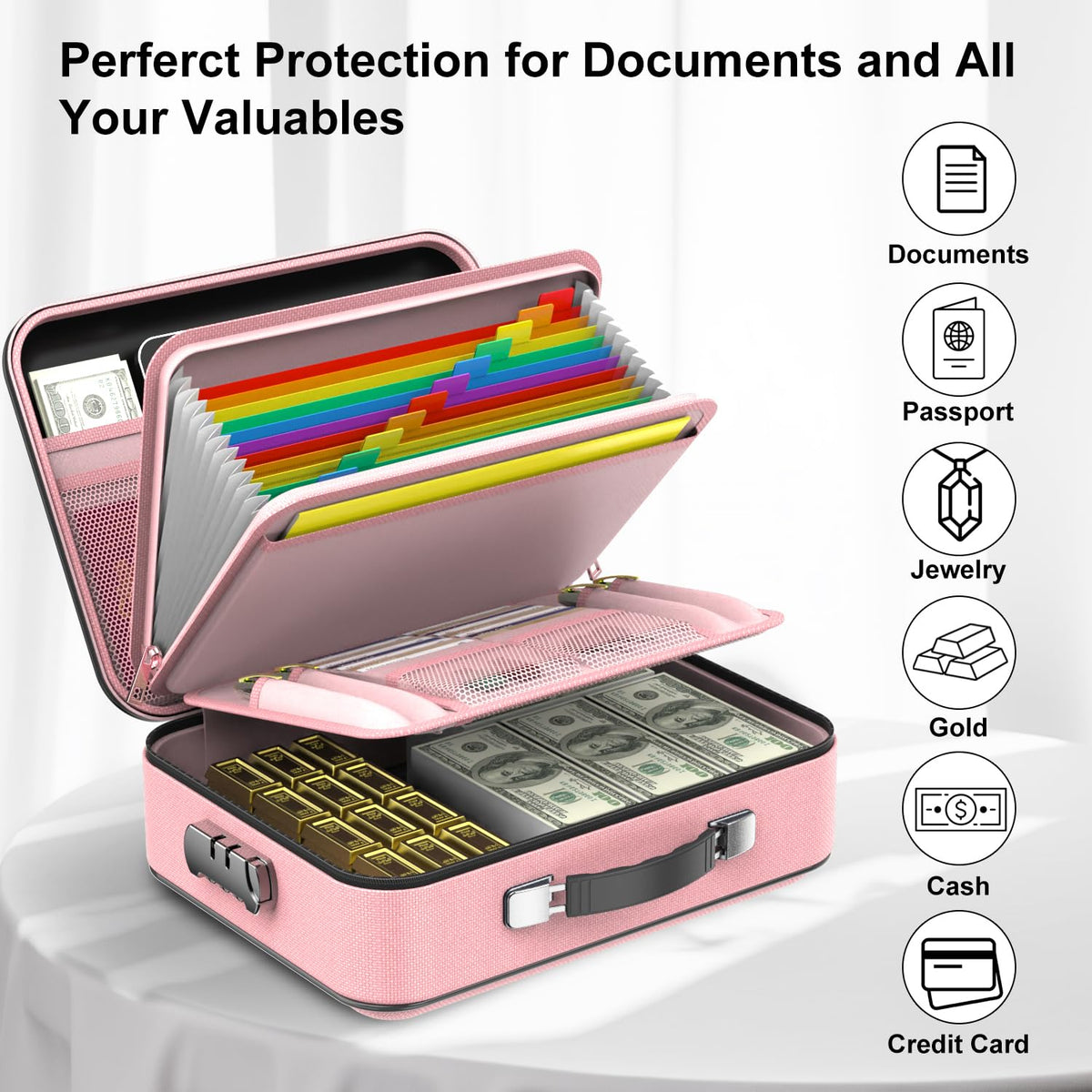 COLCASE Fireproof Document Organizer with Lock, Hard Fireproof Document Box